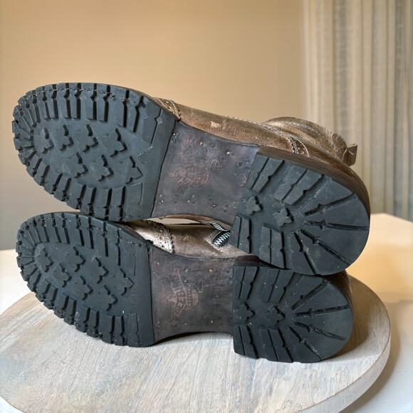 Freebird by Steven Bradford II Men’s 11 Wingtip Combat Boots Gray Leather - Picture 8 of 11